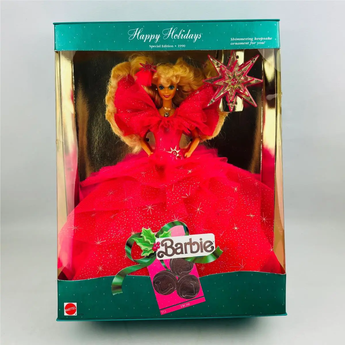 Happy Holidays Barbie Doll 1990 Special Edition Mattel 4098 Pink Dress Blonde