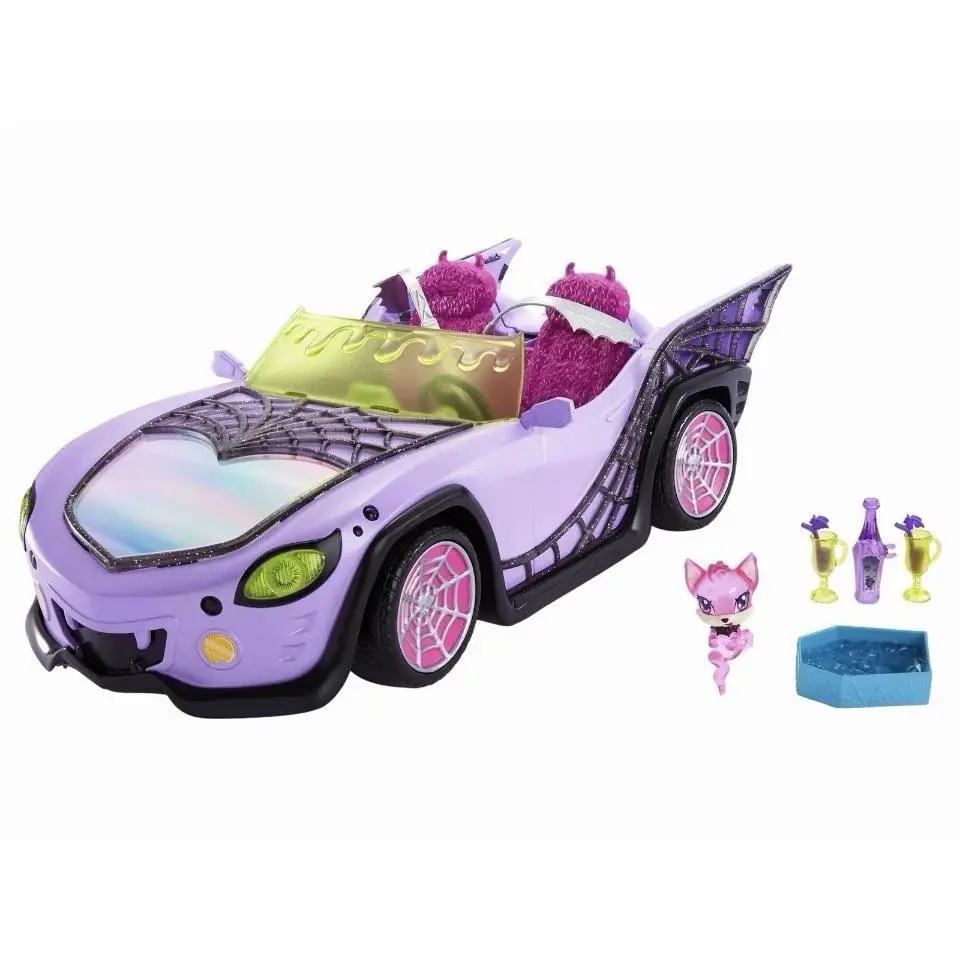 Monster High Ghoul Mobile Toy Car with Pet Accessories Purple Convertible