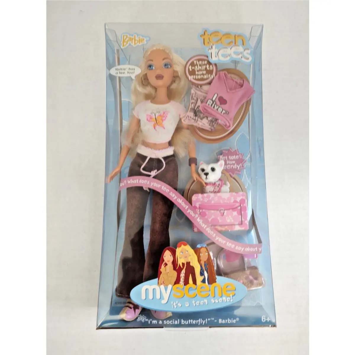 My Scene 2004 Teen Tees Barbie Doll Dog Accessories Nrfb Social Butterfly H7916