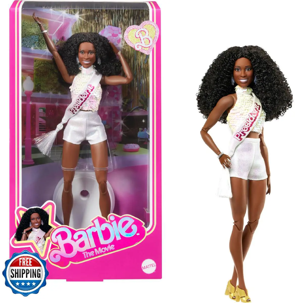 Barbie The Movie President Collectible Doll Issa Rae as President Wearing Shimm