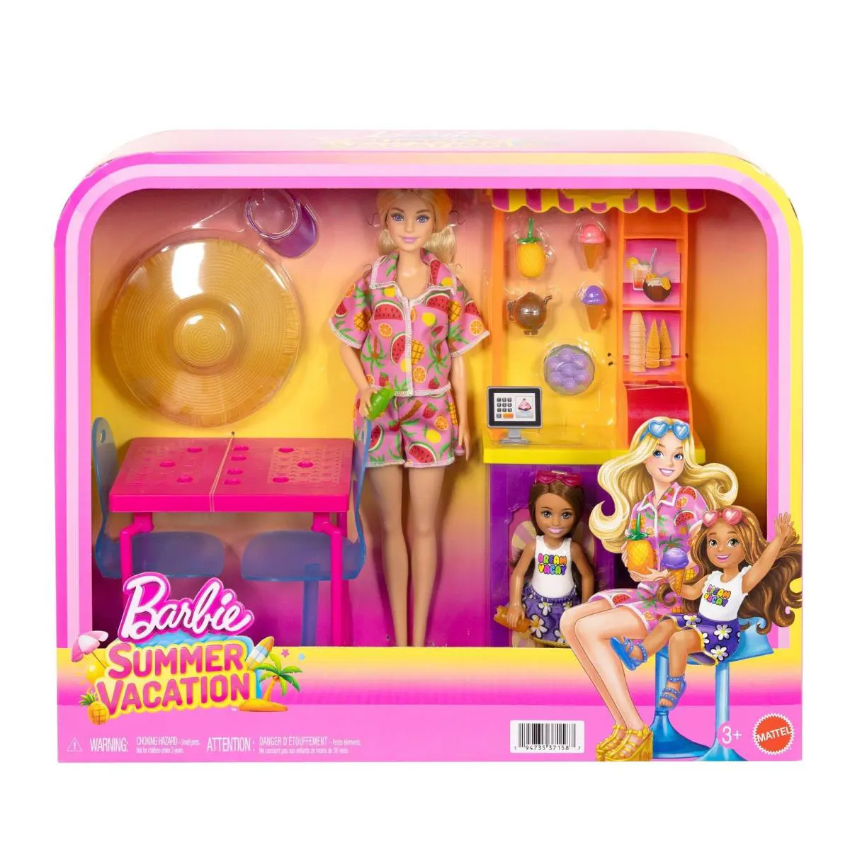 Barbie Summer Vacation Blonde Doll and Smoothie Stand Playset Plastic