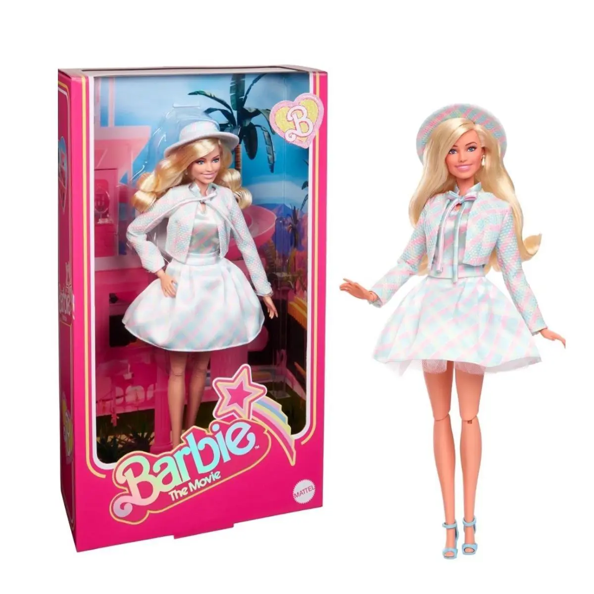 Mattel Barbie The Movie Doll Margot Robbie Plaid Outfit HRF26