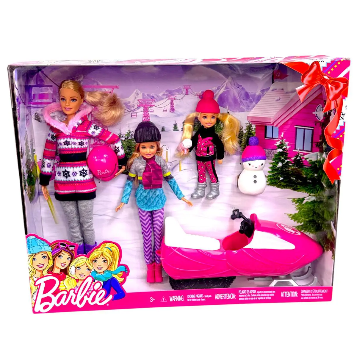 Barbie Winter Holiday Snowmobile Playset Sisters Stacie Chelsea Dolls Kids Toy 3
