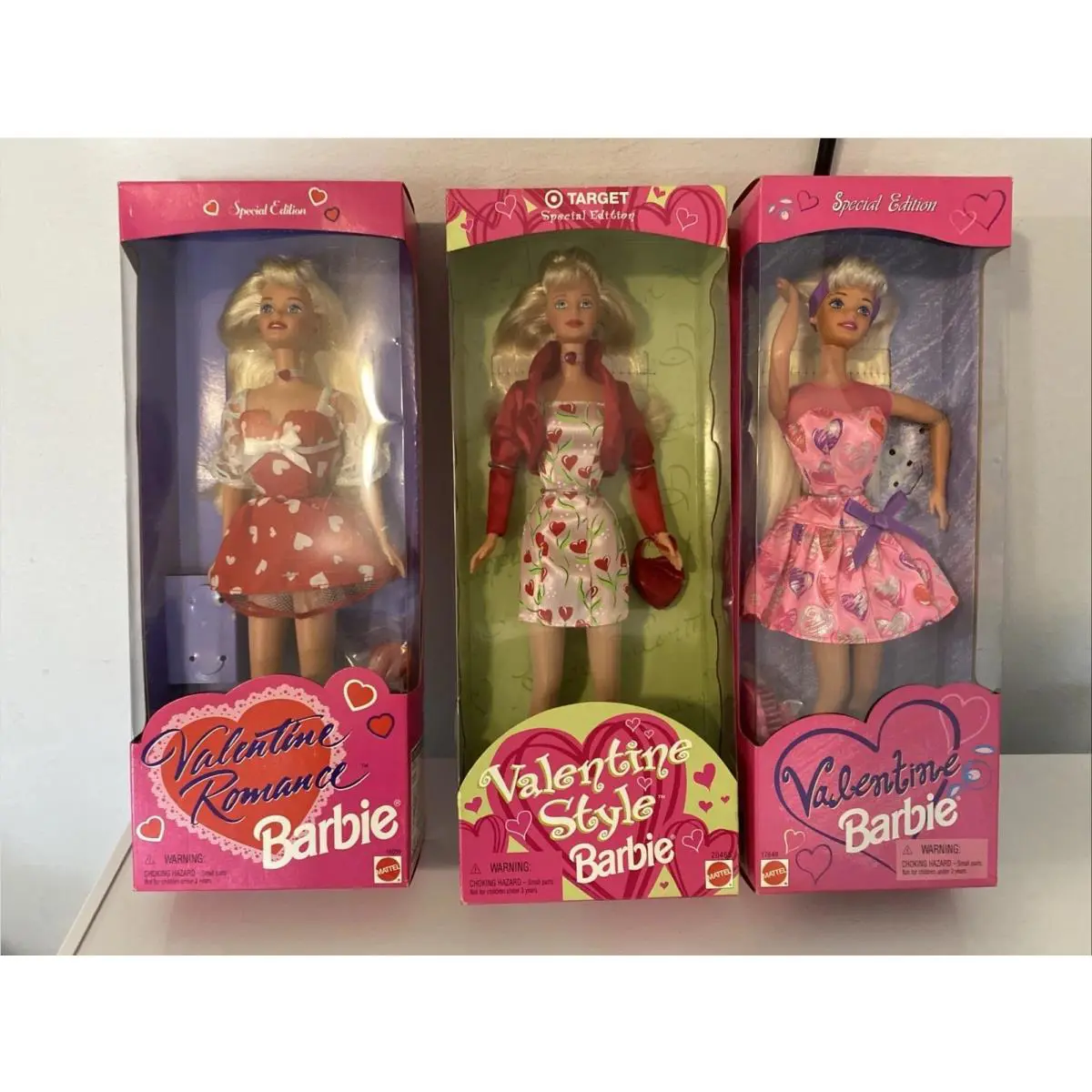 3x Special Edition Barbie Valentine Dolls Vintage Mattel