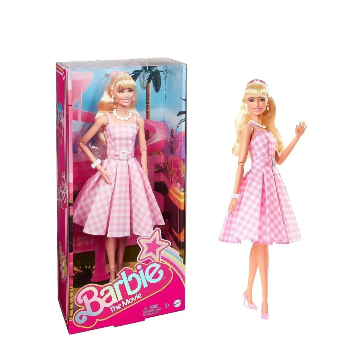 Barbie The Movie Pink Gingham Dress Margot Robbie Collectible Doll 2023 IN Hand