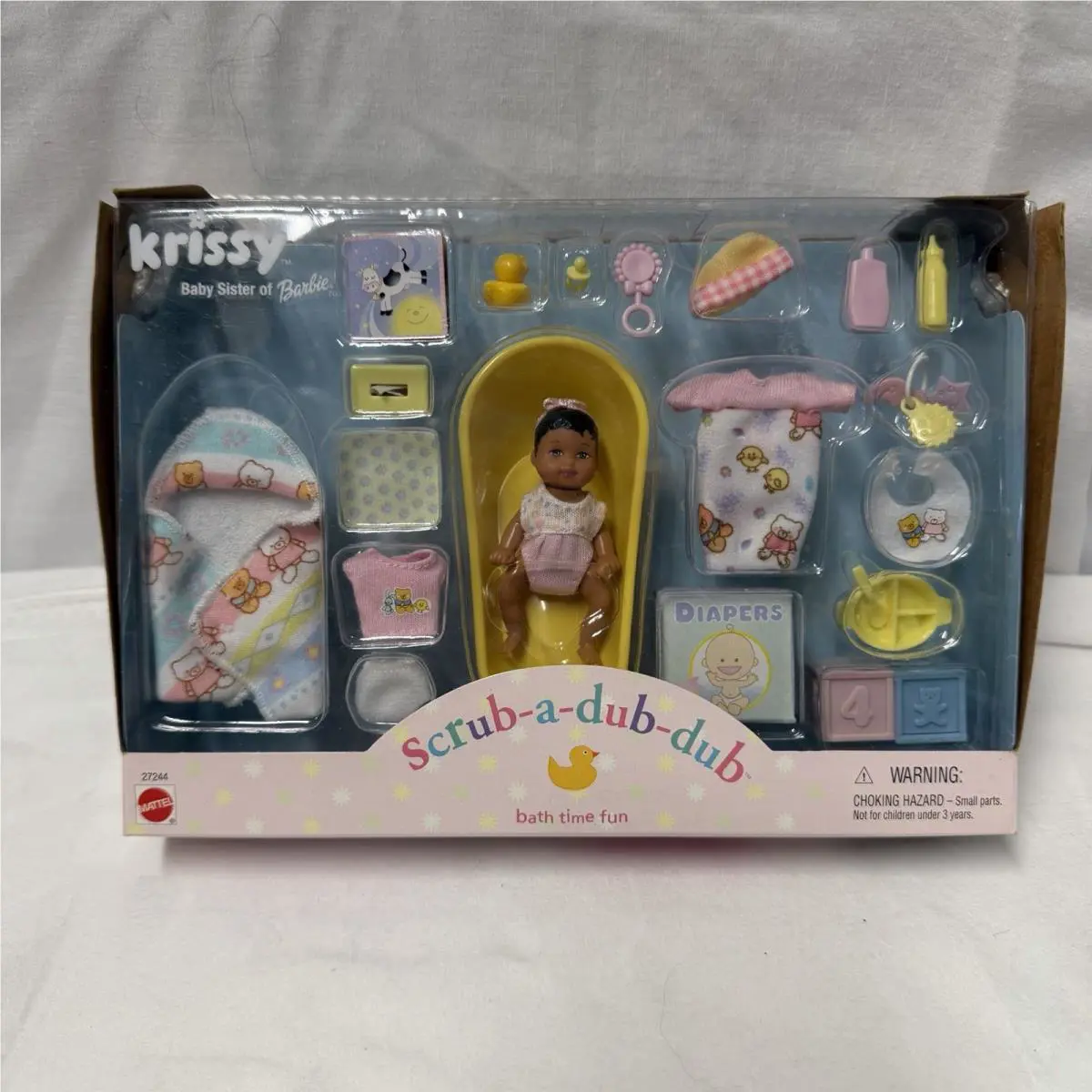 Scrub-a-dub-dub Krissy Baby Sister to Barbie Bathtime Play Set 2000 African AA