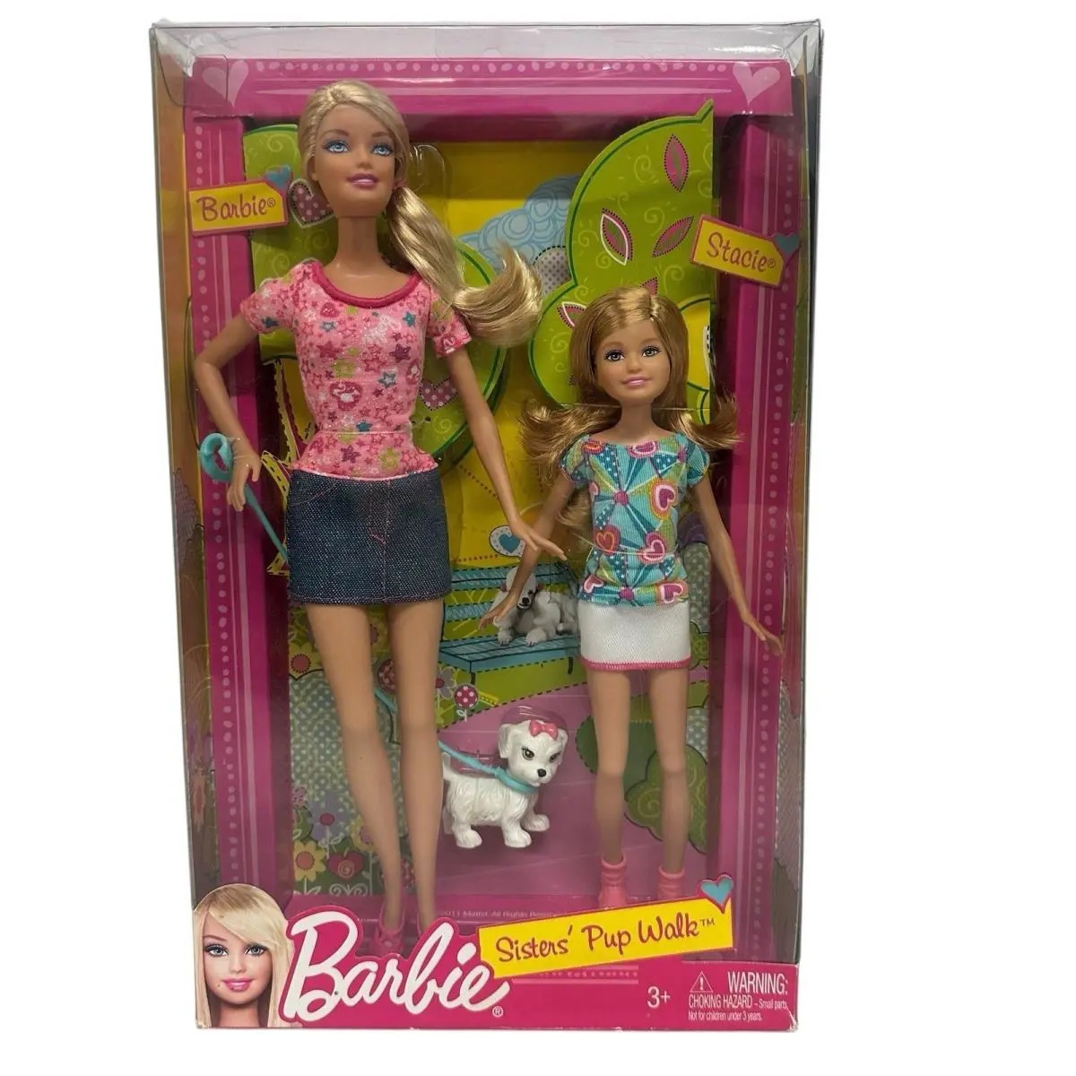 2011 Mattel Barbie Sisters` Pup Walk Barbie Stacie Dog Set W3285 Nrfb