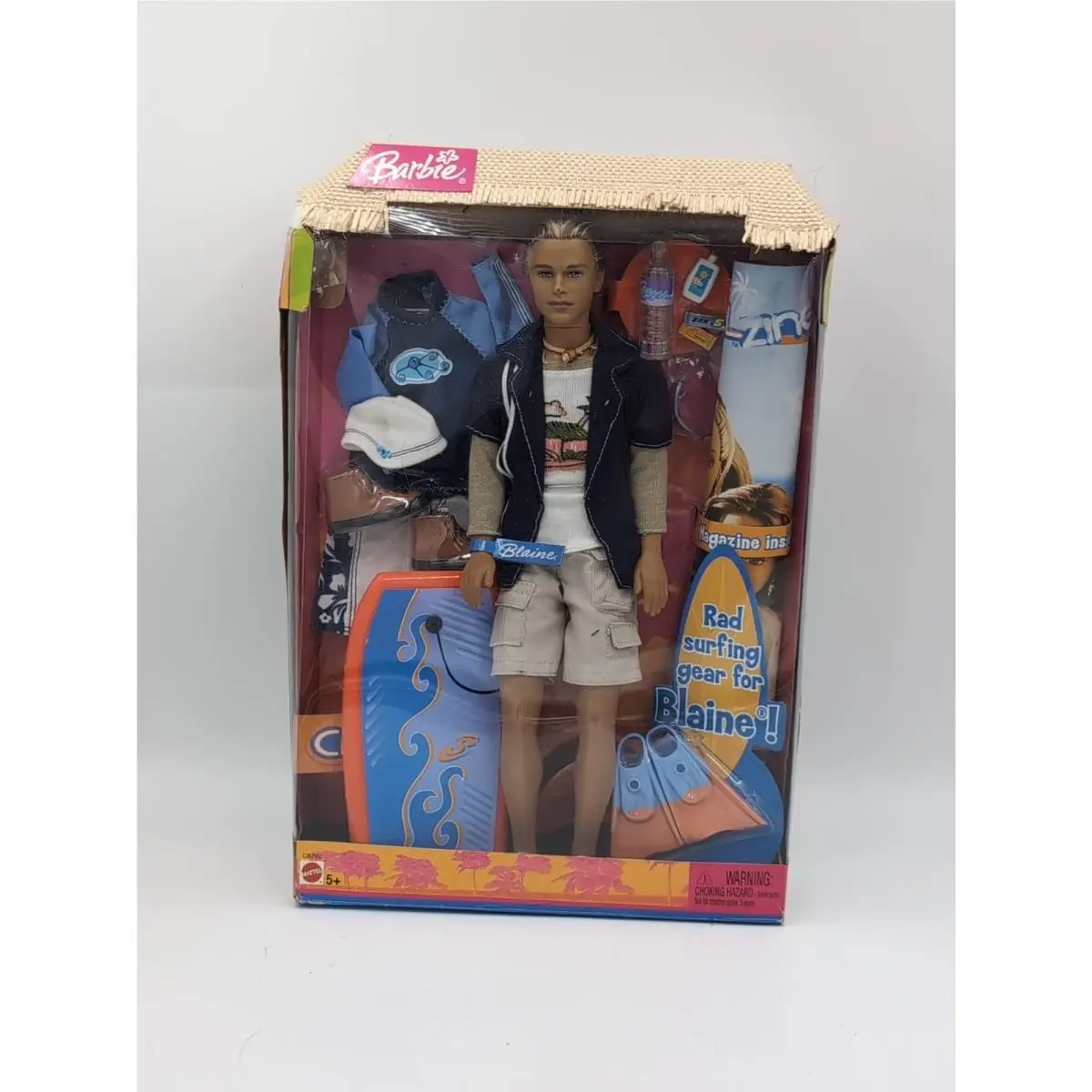 Mattel Barbie Cali Guy Blaine Doll Surf Board Sun Beach Swim 2004