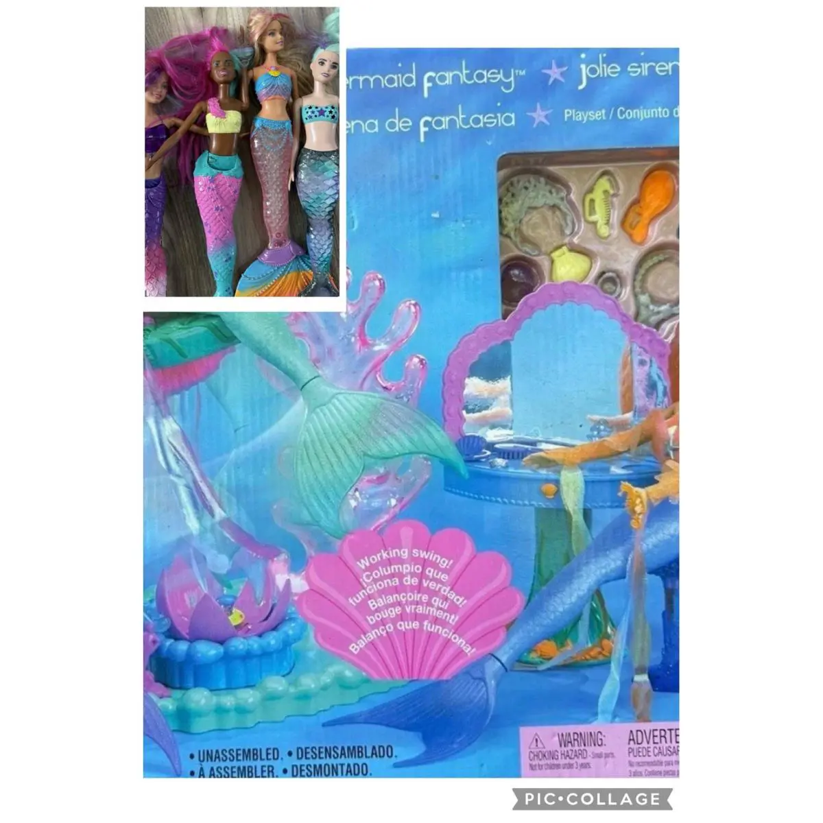 Vtg Barbie Mermaid Fantasy Playset 2002 Rare Vintage with 4 Barbie Mermaids