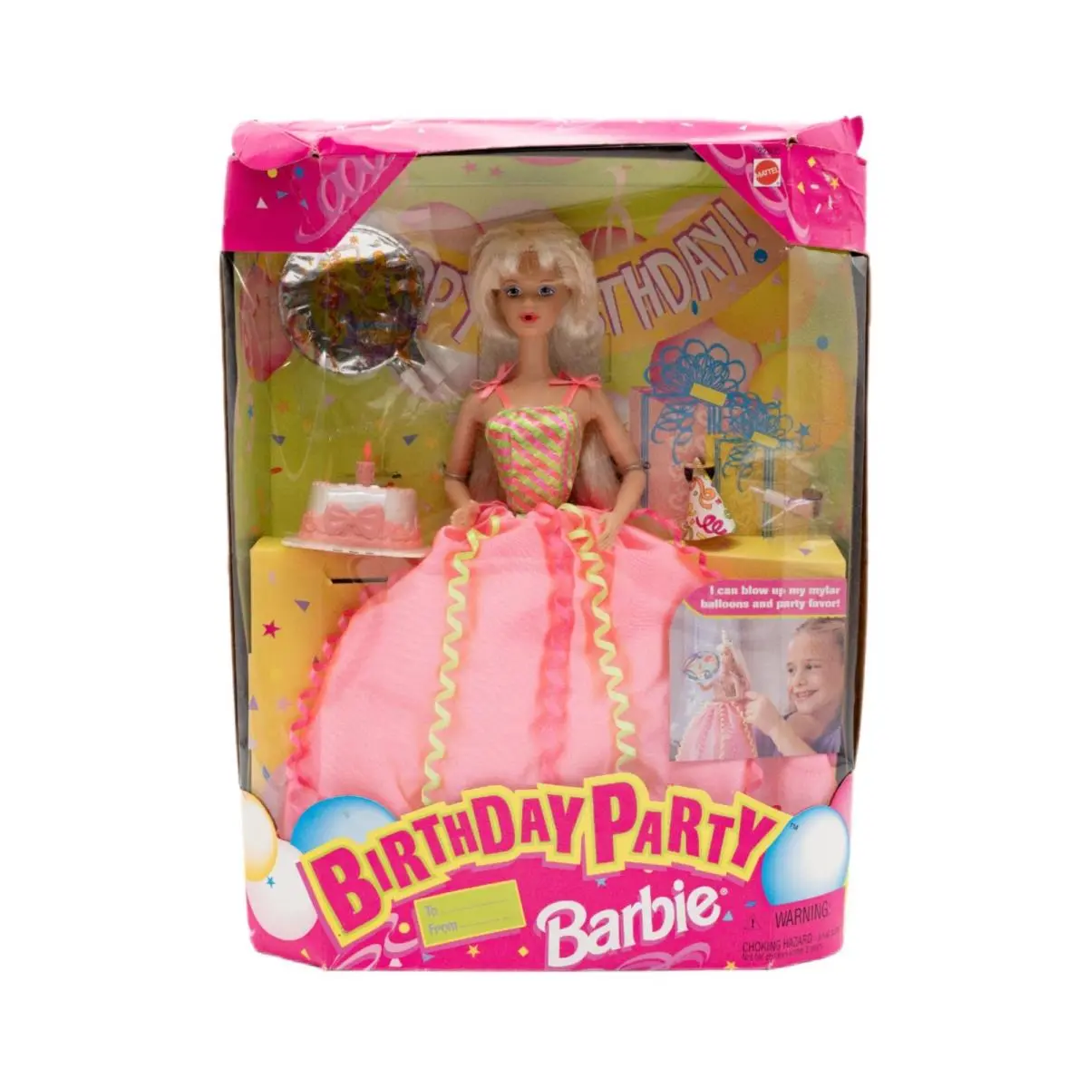 Vintage 1998 Birthday Party Barbie Doll 22905 Mattel Blows Up Balloons Nrfb