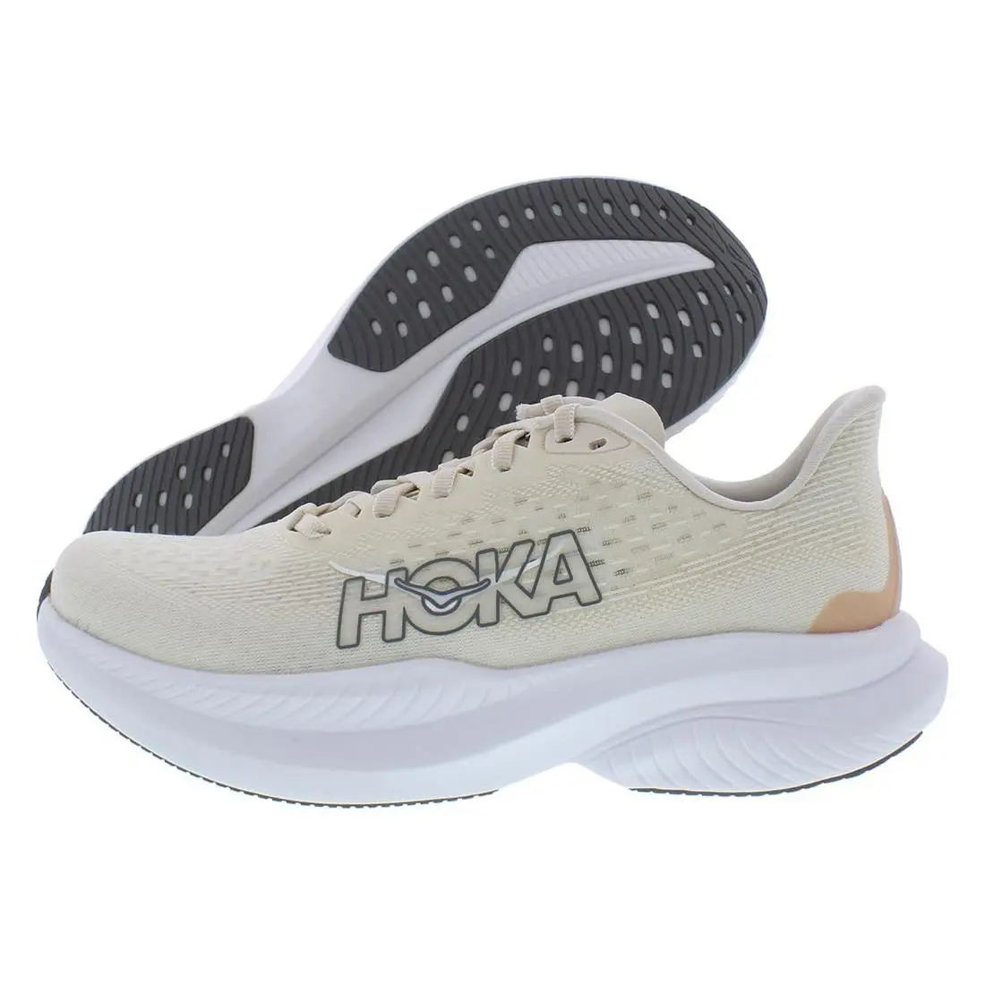 Hoka Womens` Mach-6 Low Top Sneakers - Eggnog/vanilla