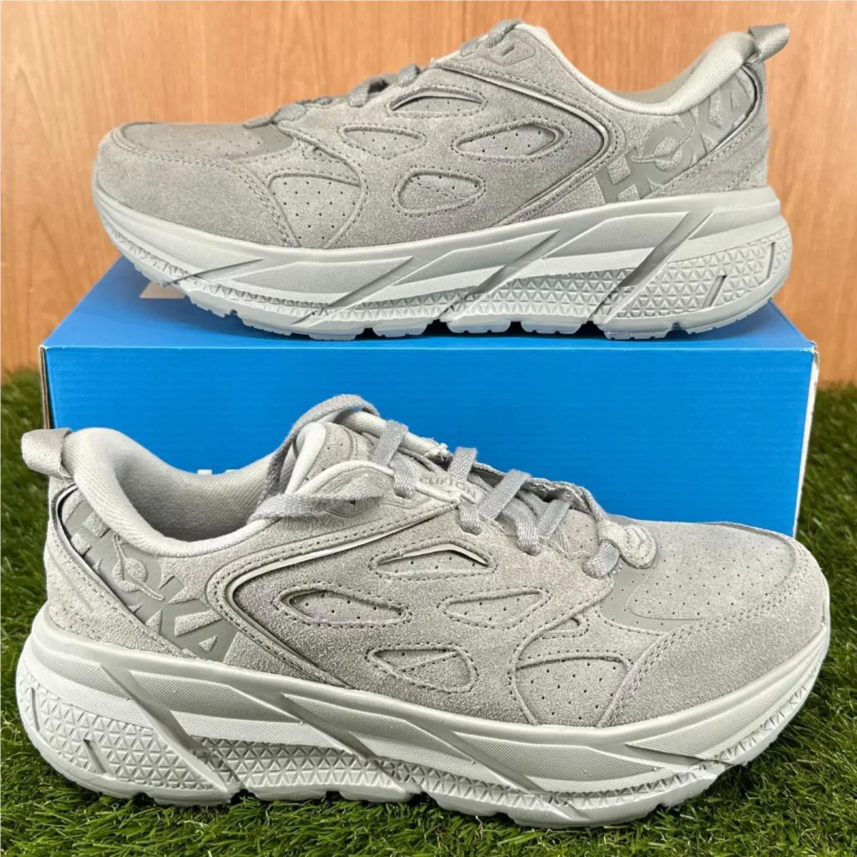 Hoka Clifton L Suede Limestone Lifestyle Shoes 1122571-LLTN Men`s 7 / Women`s 8
