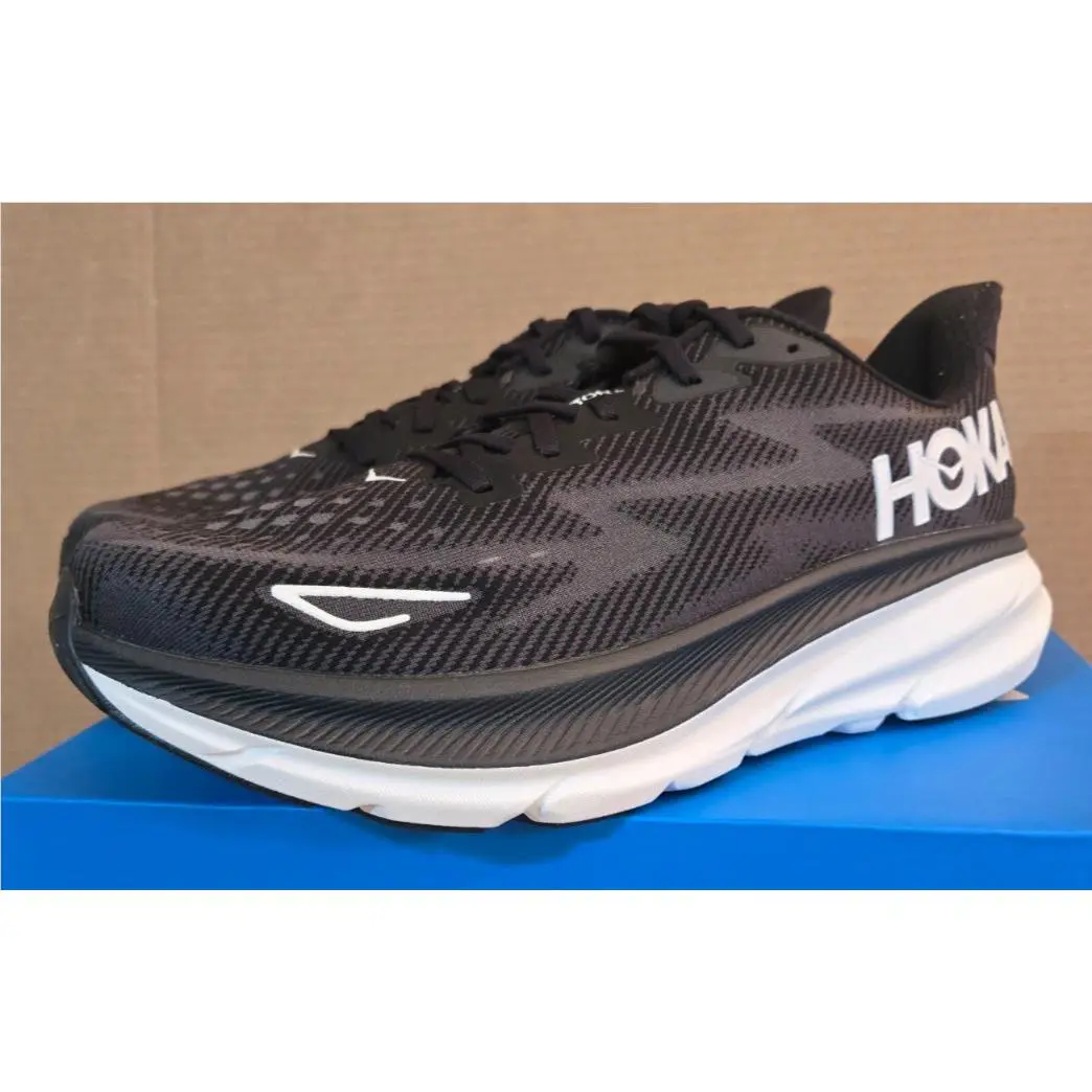 Hoka One One Men`s Clifton 9 Shoes Size 11 Black/white 1127895-BWHT