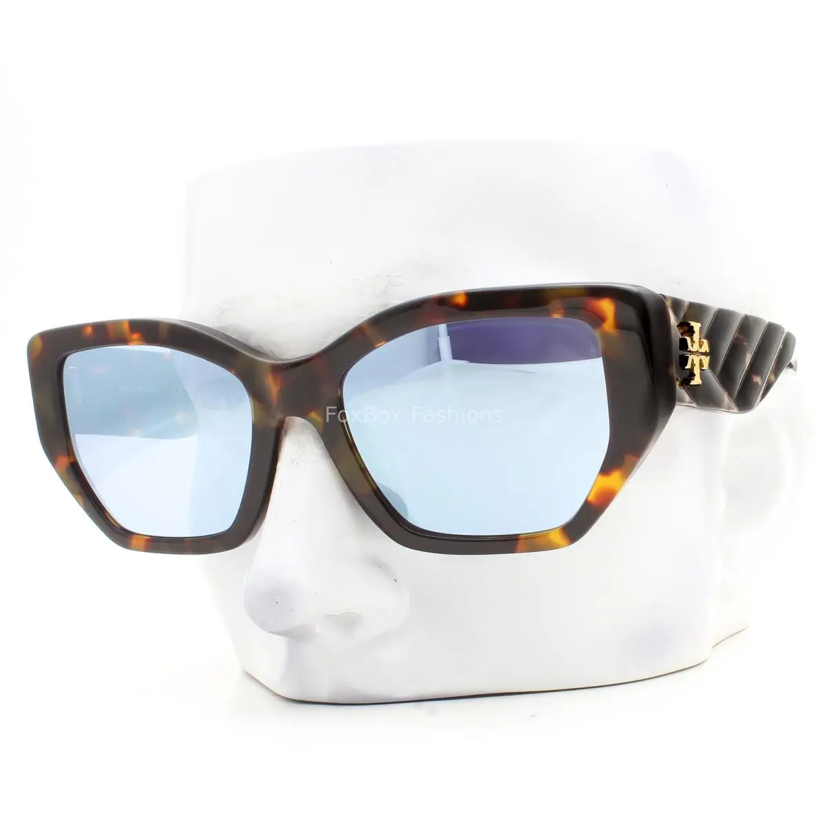Tory Burch Kira Sunglasses TY 7187U 1944/1U Brown Havana Blue Mirror W/case