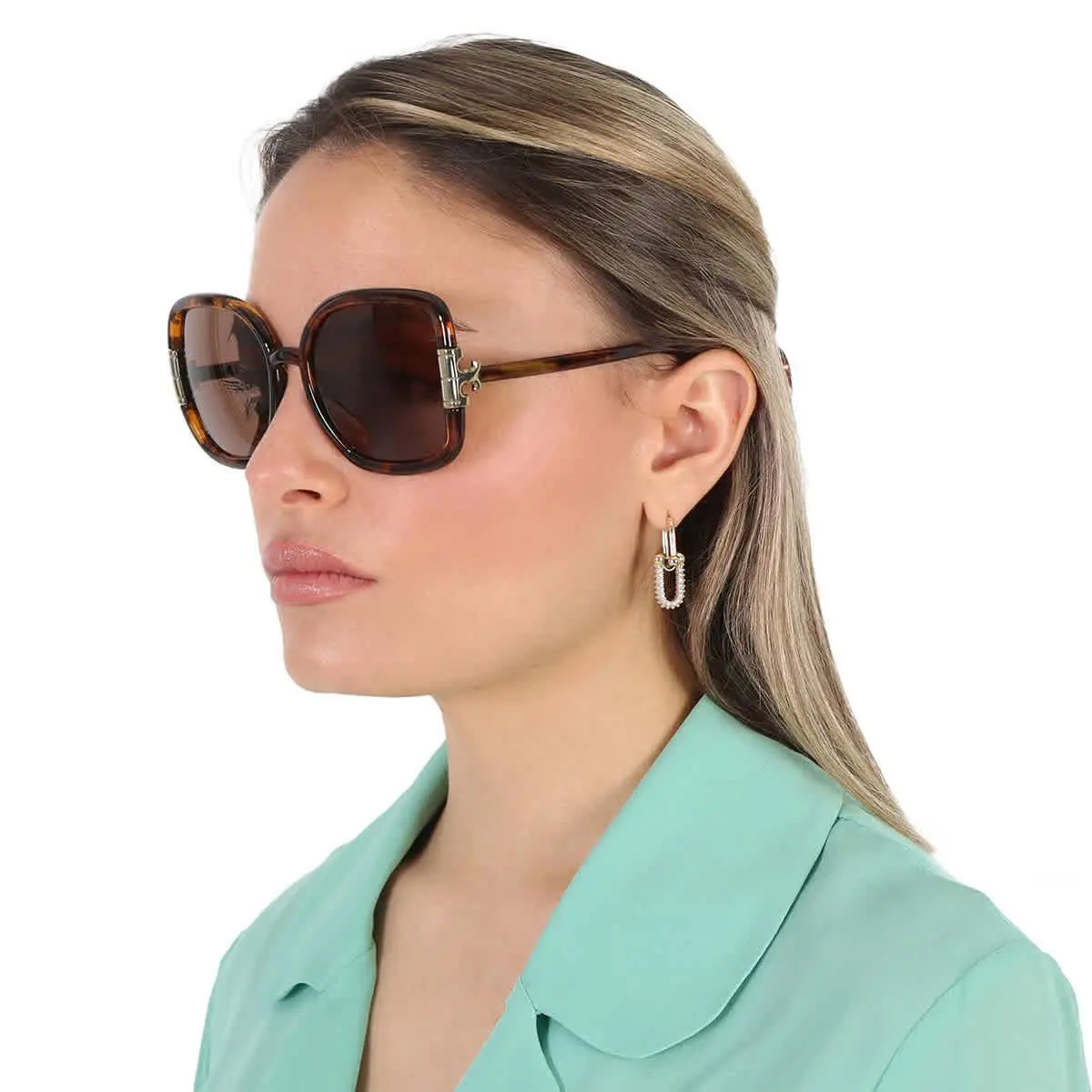 Tory Burch Solid Brown Square Ladies Sunglasses TY9063U 151973 56 TY9063U 151973