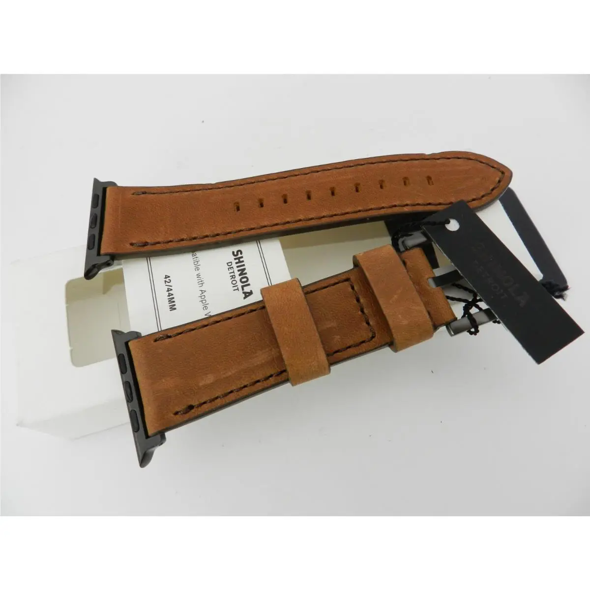 Shinola Men`s 24mm Grizzly Leather Strap For Apple Watch