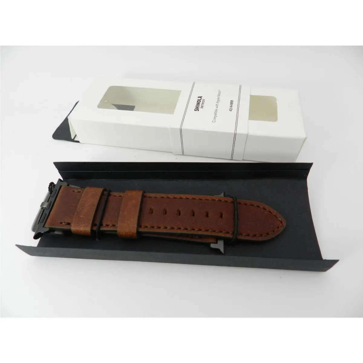 Shinola Men`s 24mm Grizzly Leather Strap For Apple Watch
