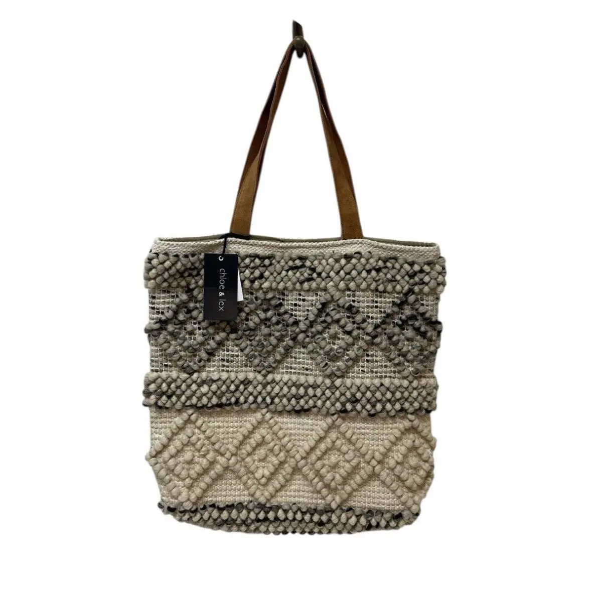 Chloe Lex Diamond Boho Chunky Carpet Macrame Large Shoulder Tote Bag
