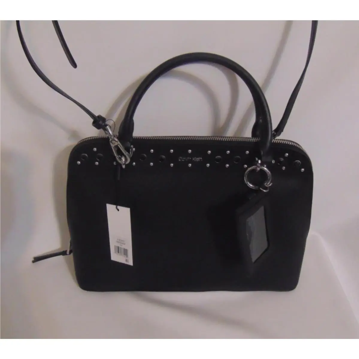 Calvin Klein Black Susan Studded Satchel WW617