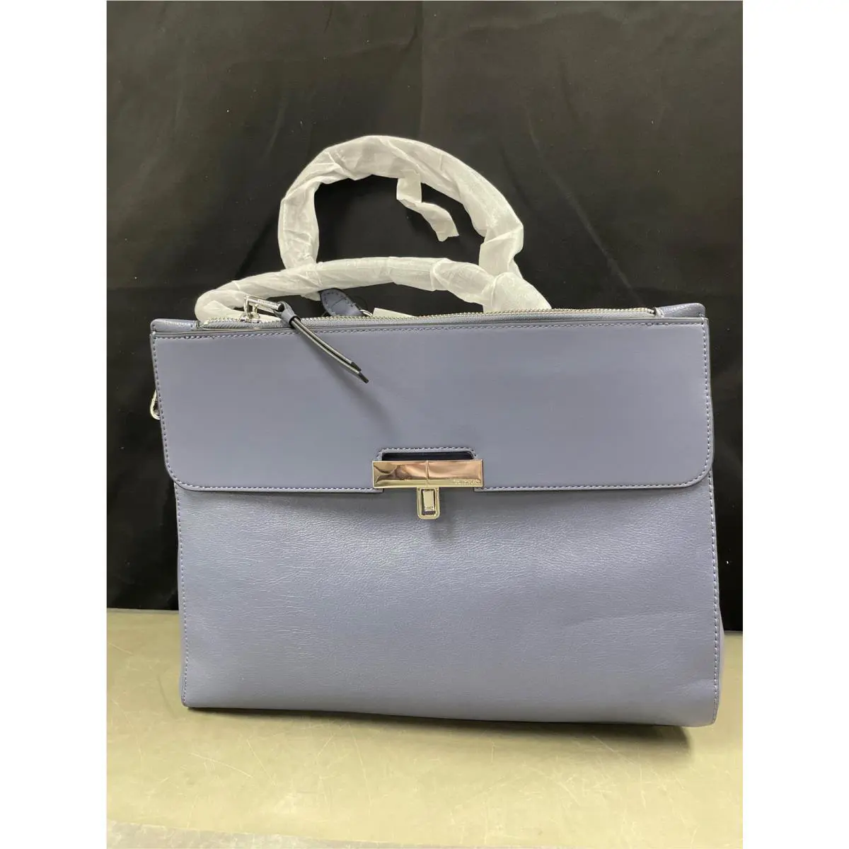 Calvin Klein Becky Turnlock Triple Compartment Convertible Tote - Blue