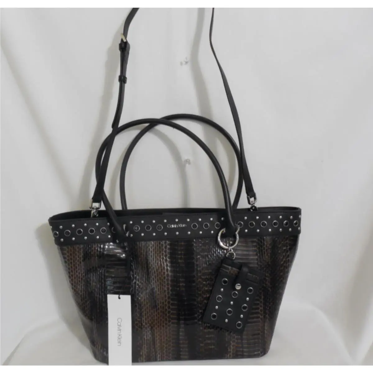 Calvin Klein Embellished Susan Python Tote WW621