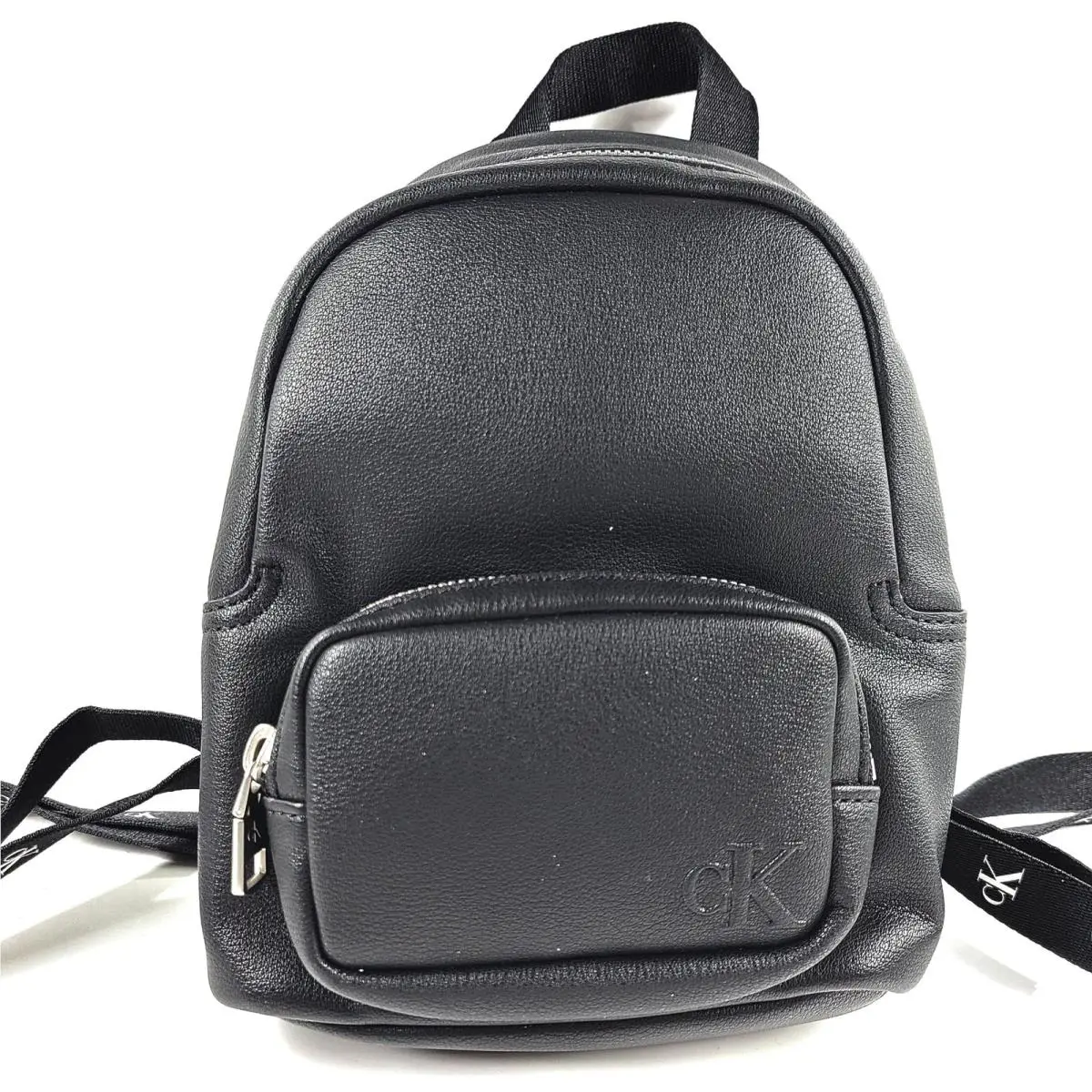 Calvin Klein Women`s Ultralight Embroidered Logo Backpack Vegan Leather Black