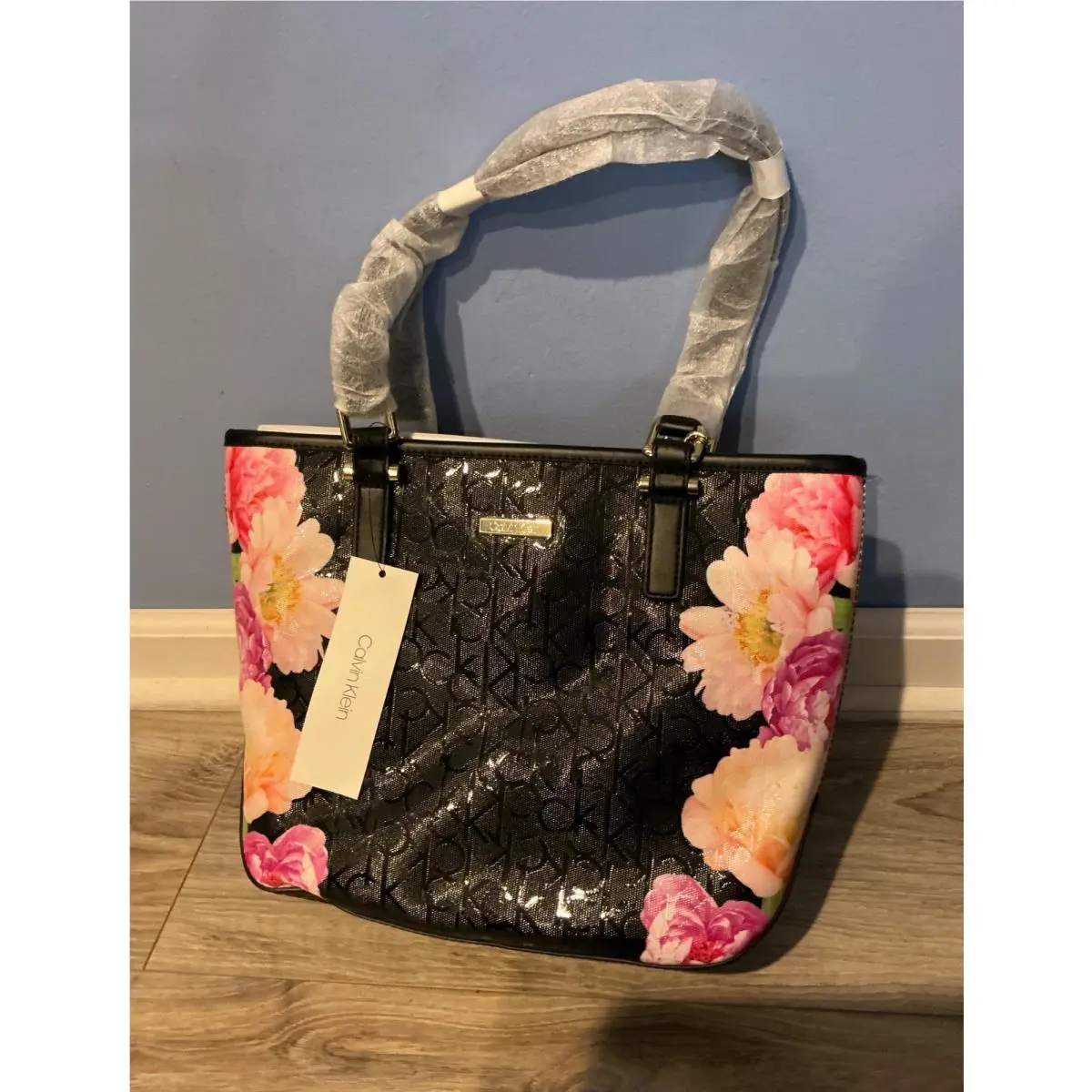 Calvin Klein Floral Printed Textured Emboss North/south Tote Purse 158