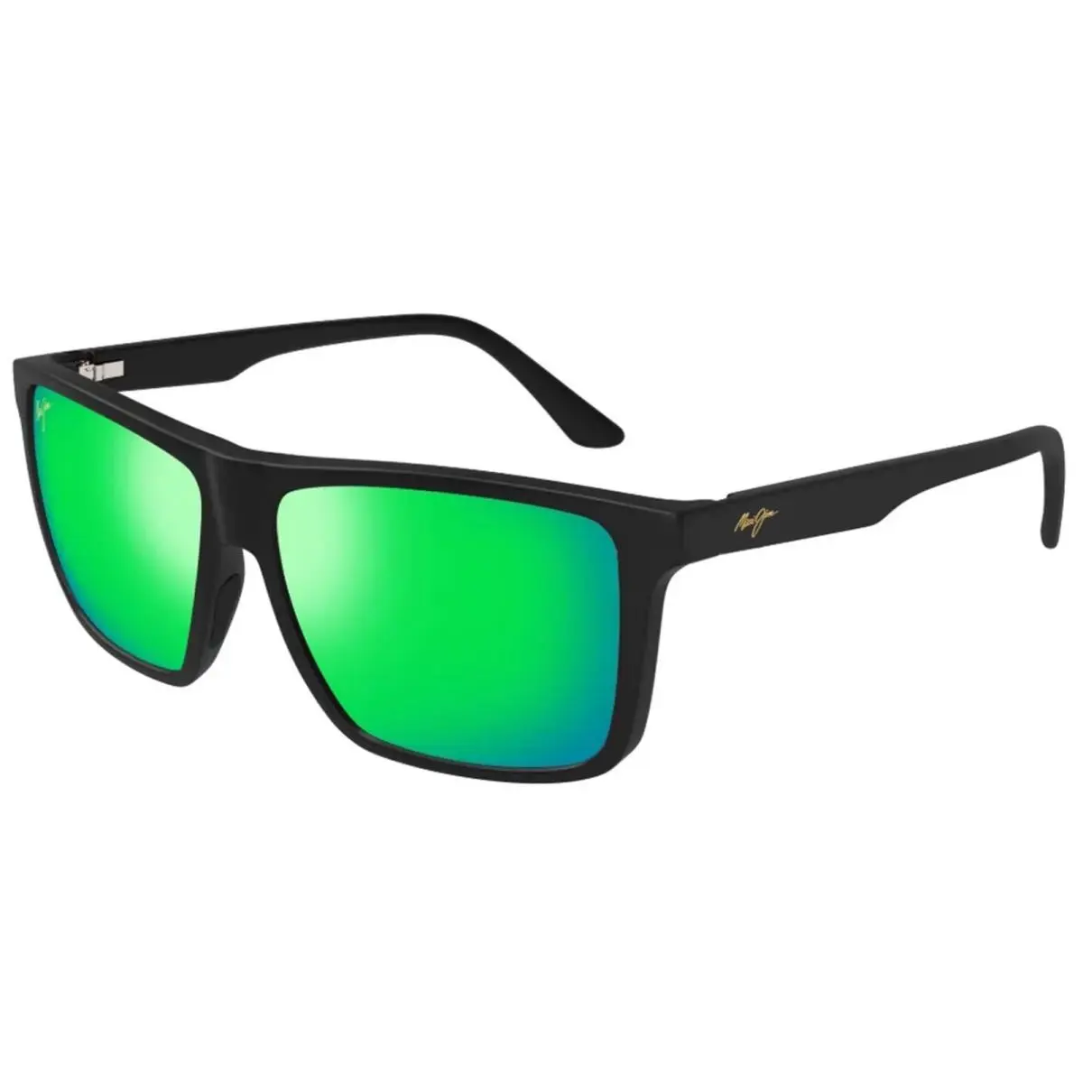 Mamalu Bay Polarized Square Sport Sunglasses w/ Glass Lens - Italy Matte Black/Maui Green (02A) by Maui Jim