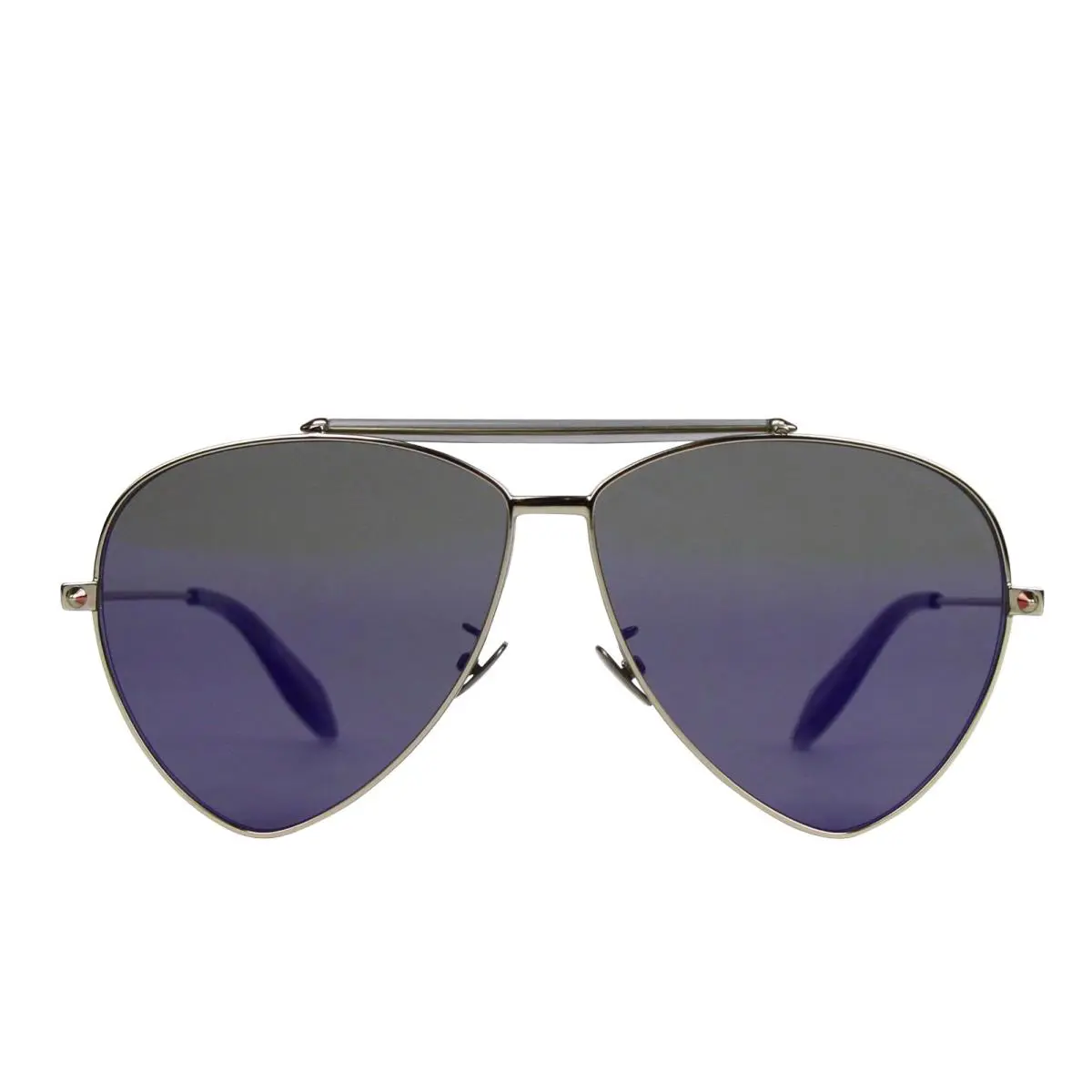 Alexander Mcqueen Unisex Blue Metal Reflective Aviator Sunglasses