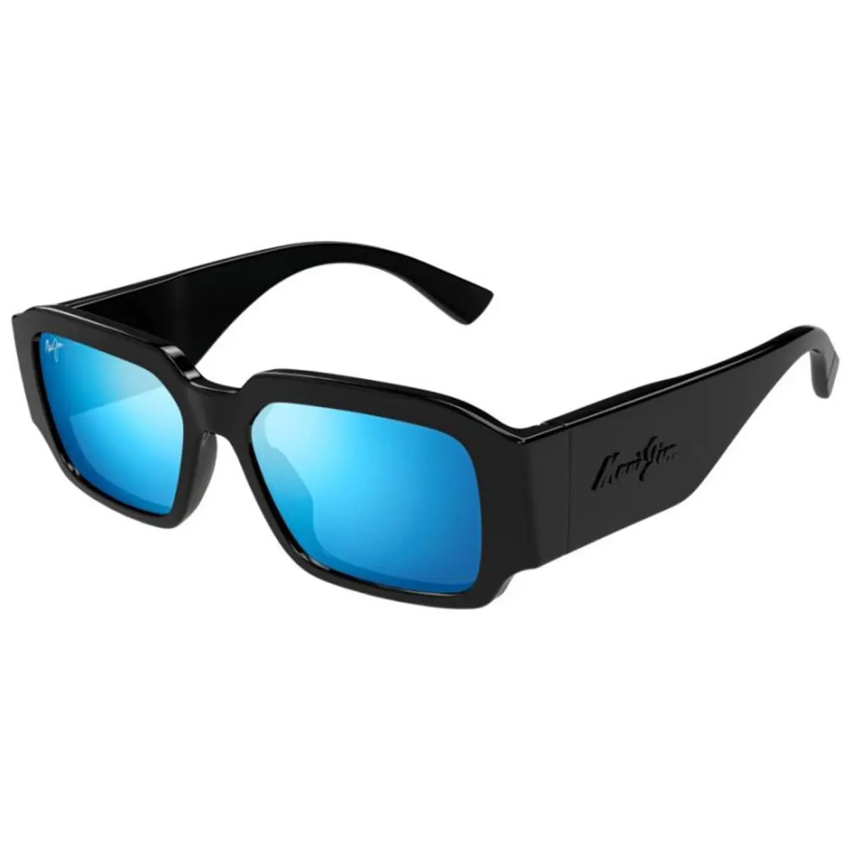 Maui Jim Polarized Kupale Men`s Black Wide Temple Rectangle Sunglasses - Japan