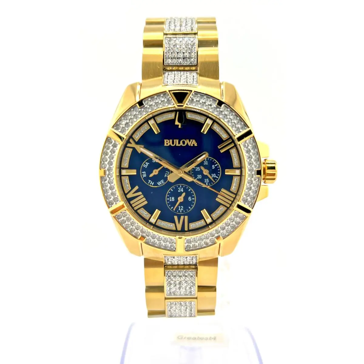 Bulova 98C128 Men`s Phantom Gold Tone Multi-function Crystal Accented Watch
