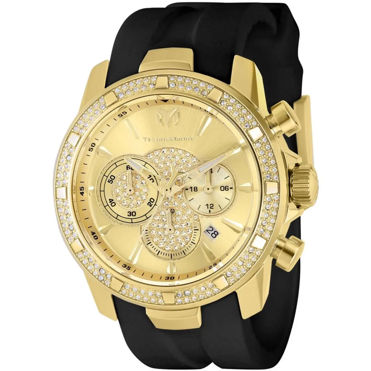Technomarine Men`s Watch UF6 Quartz Chronograph Gold Dial Black Strap TM-621012 by TechnoMarine