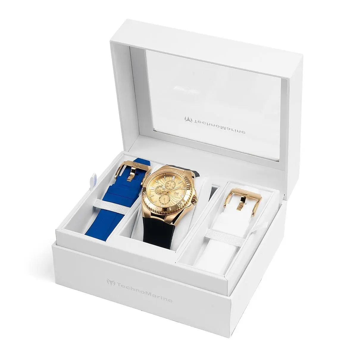 Technomarine Men`s TM-124018 Cruise 45mm Gold with 3 Straps Included by TechnoMarine