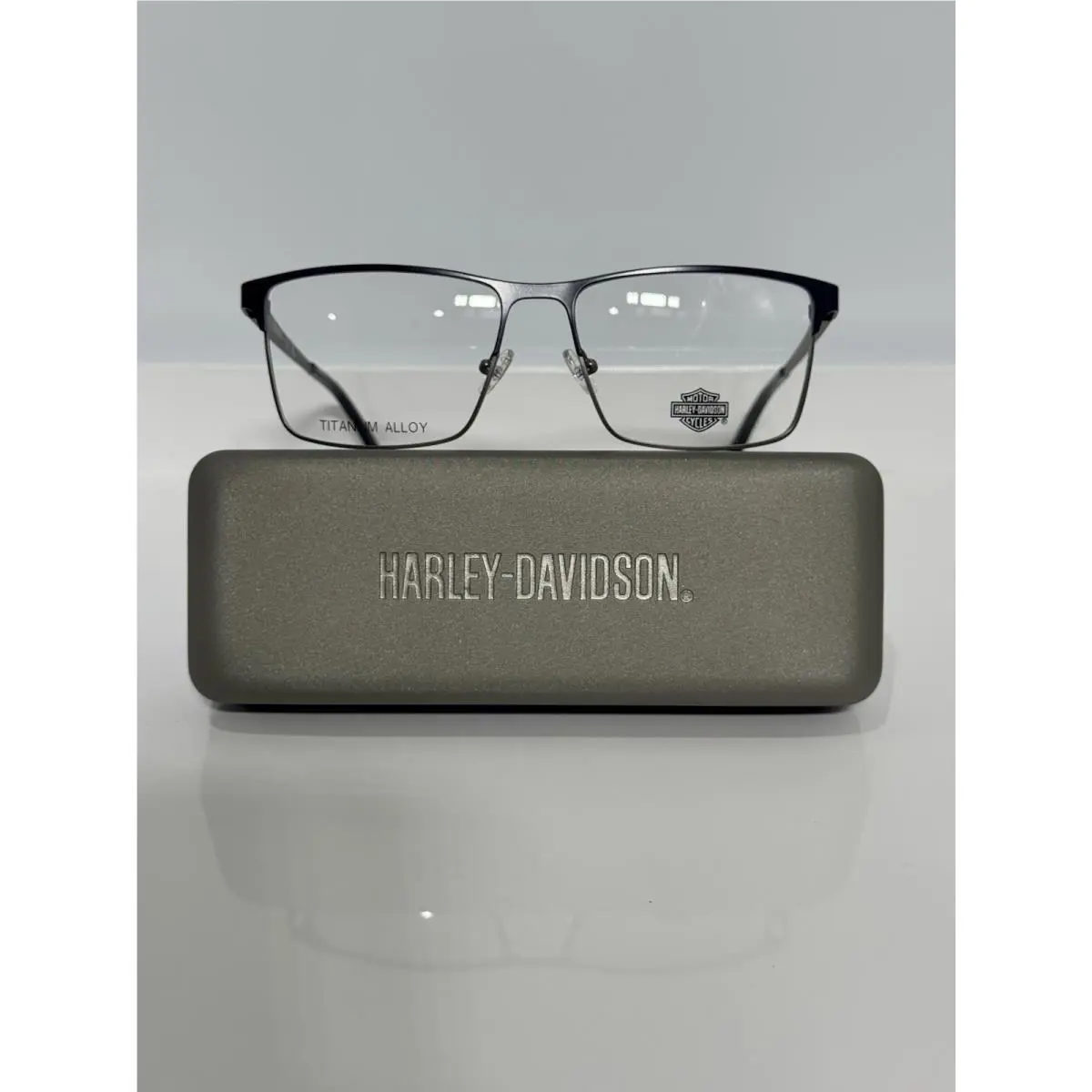 Harley Davidson HD50073 092 Navy Gray Titanium Metal Eyeglasses 57mm