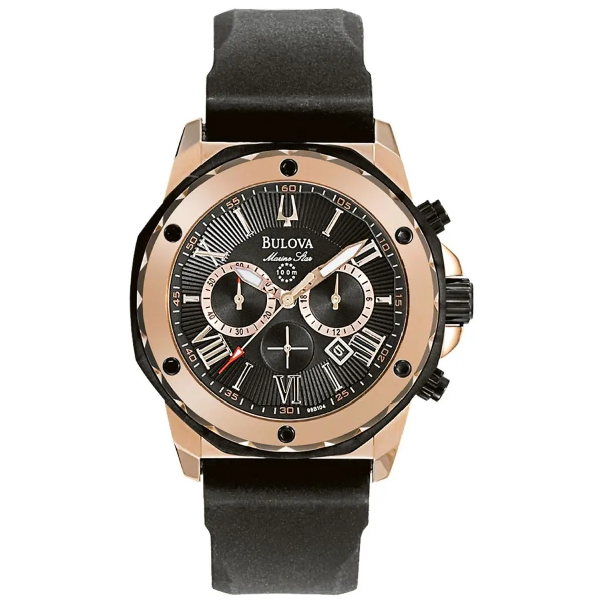 Bulova Men`s Marine Star Black Dial Watch - 98B104