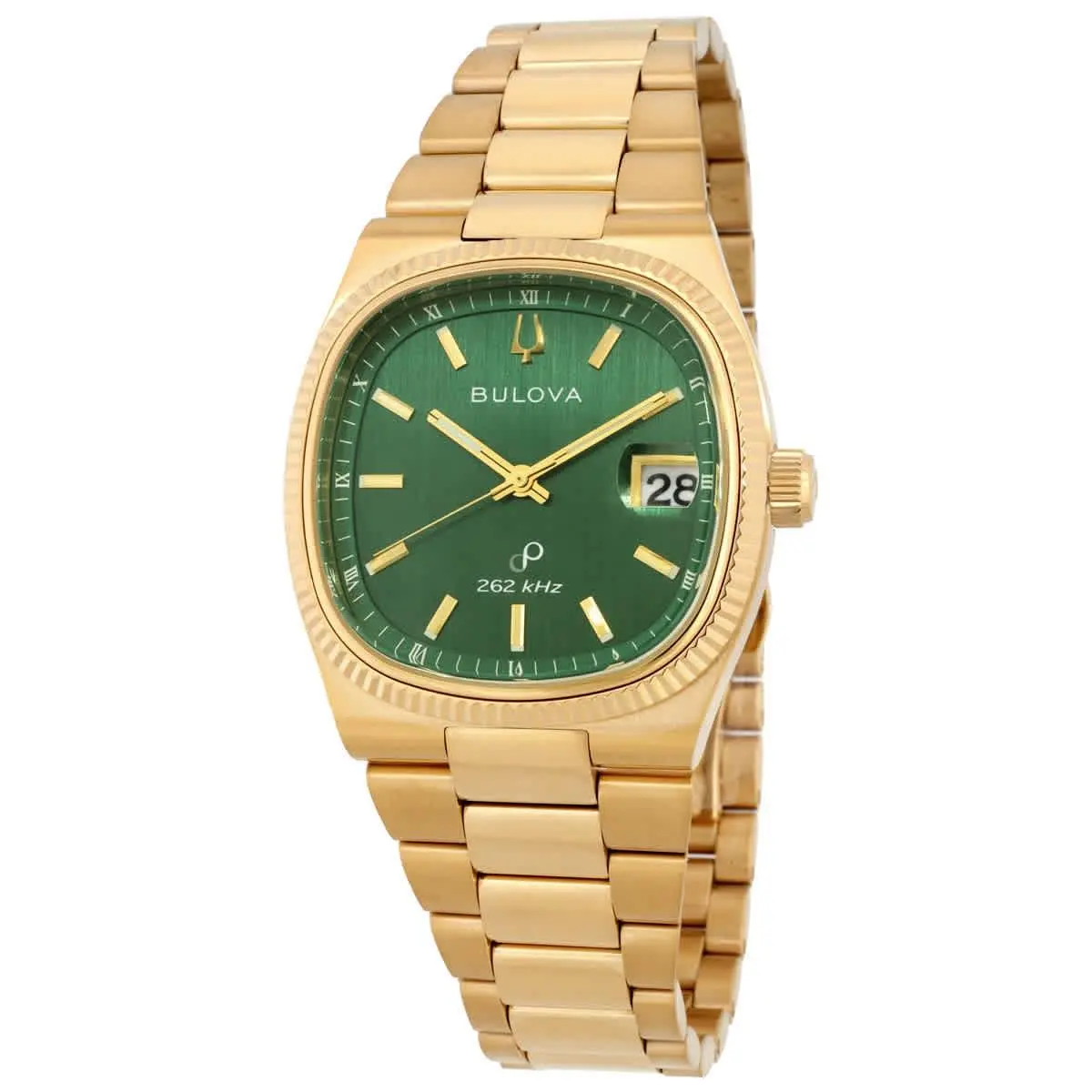 Bulova Super Seville Quartz Green Dial Men`s Watch 97B237 - Dial: Green, Band: Gold-tone, Bezel: Gold-tone