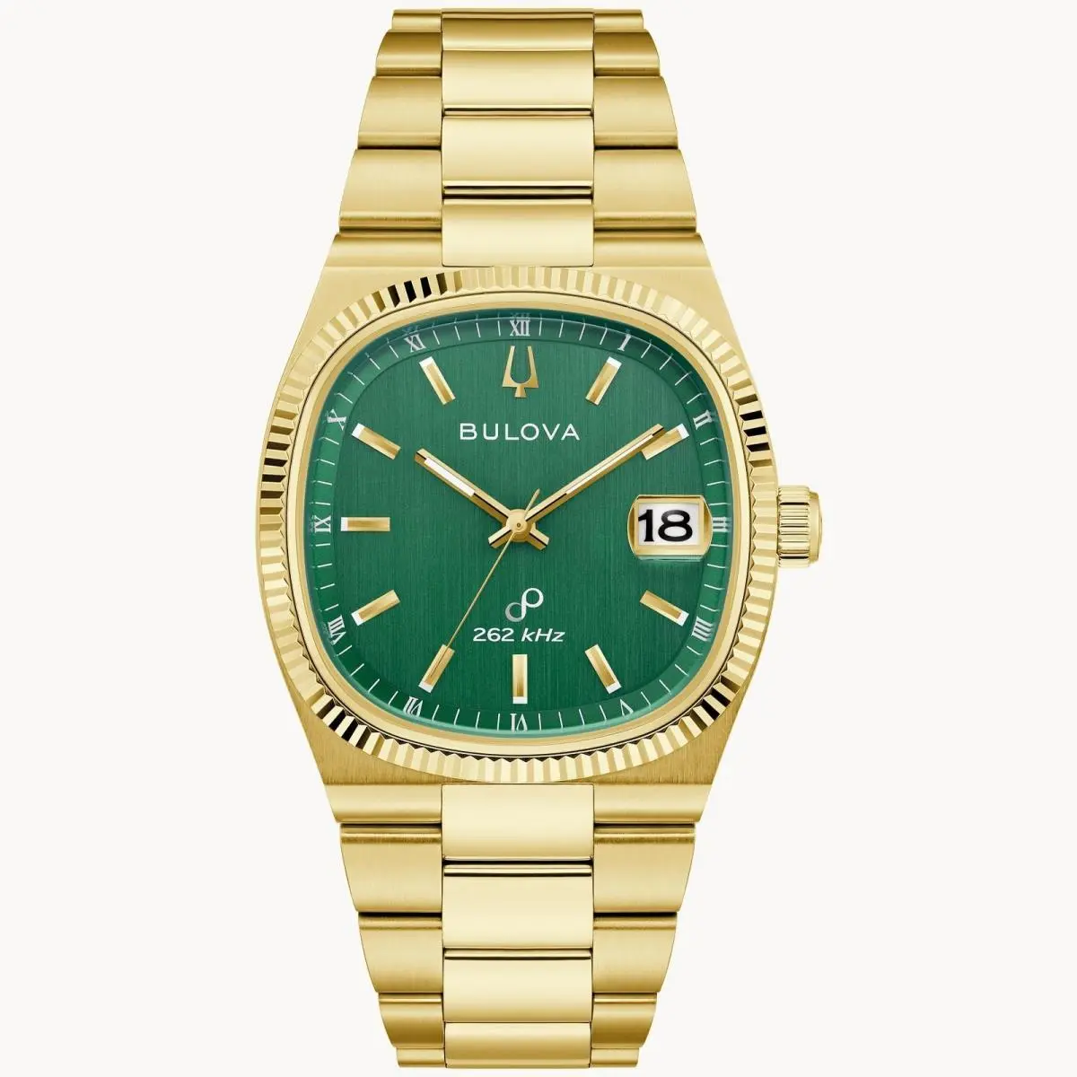 Bulova Super Seville Green Dial Steel Bracelet Men`s Watch 97B237