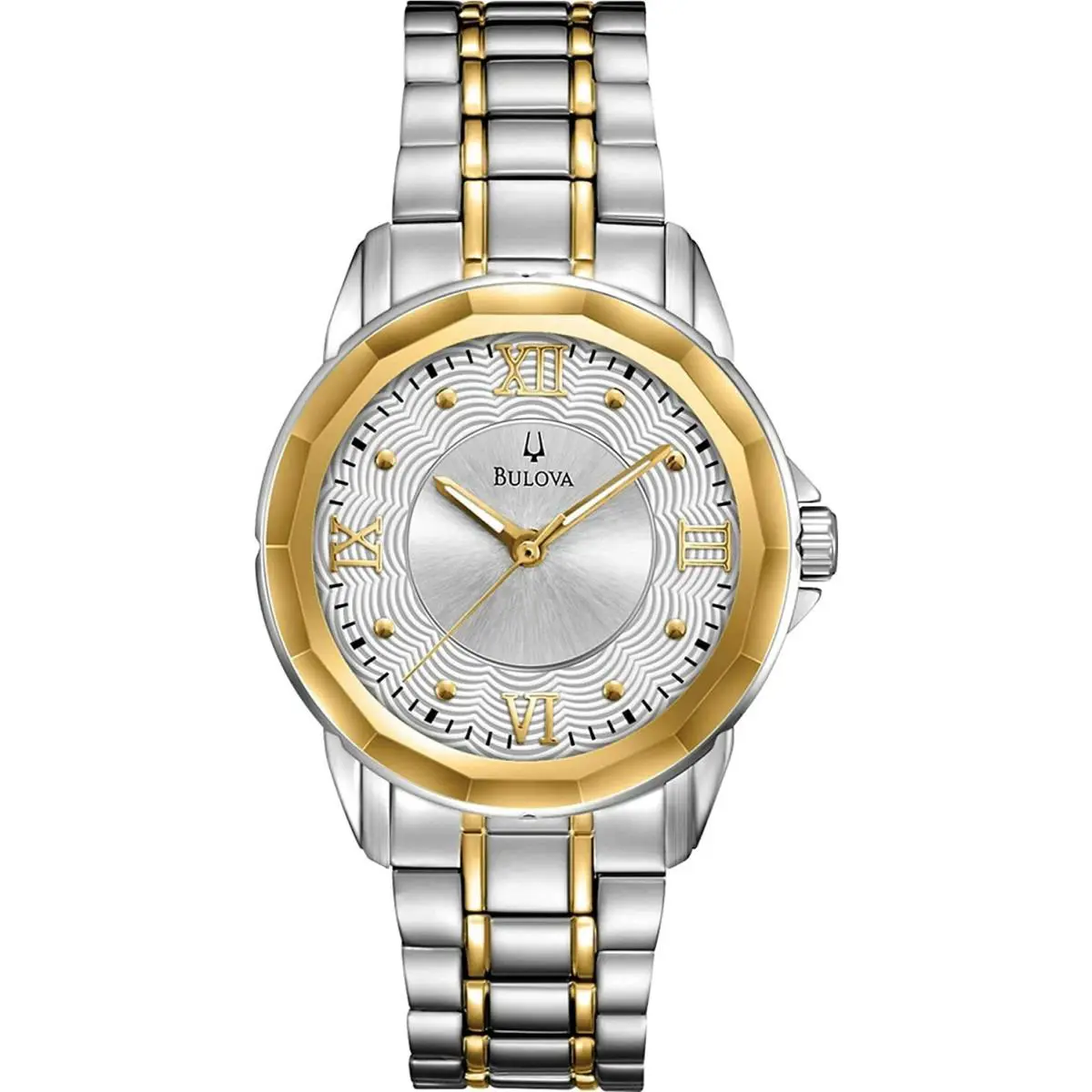 Bulova Womens Watch Stainless Steel Two Tone Silver Dial 98L166