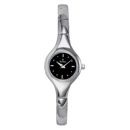 Bulova Women`s Watch Stainless Steel Analog Round Black Dial 96L69