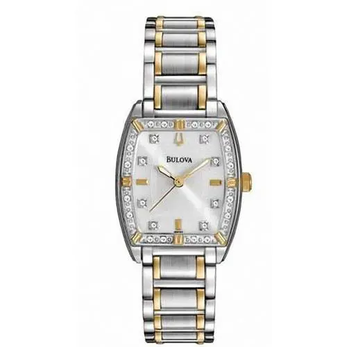 Bulova Diamond Women Watch Stainless Steel Two Tone Mother of Pearl Dial 98R159