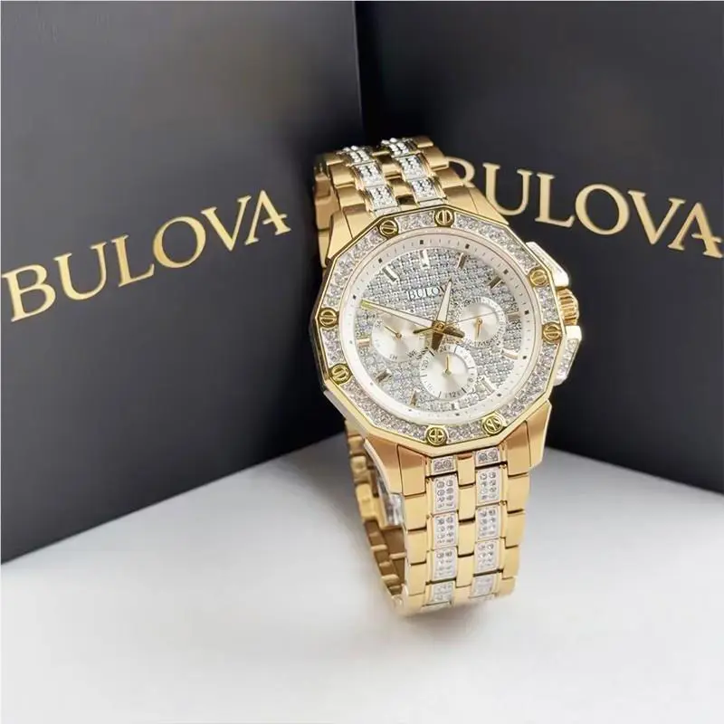 Bulova Octava 98C126 Crystal White Dial Men`s Quartz Watch Gold-tone
