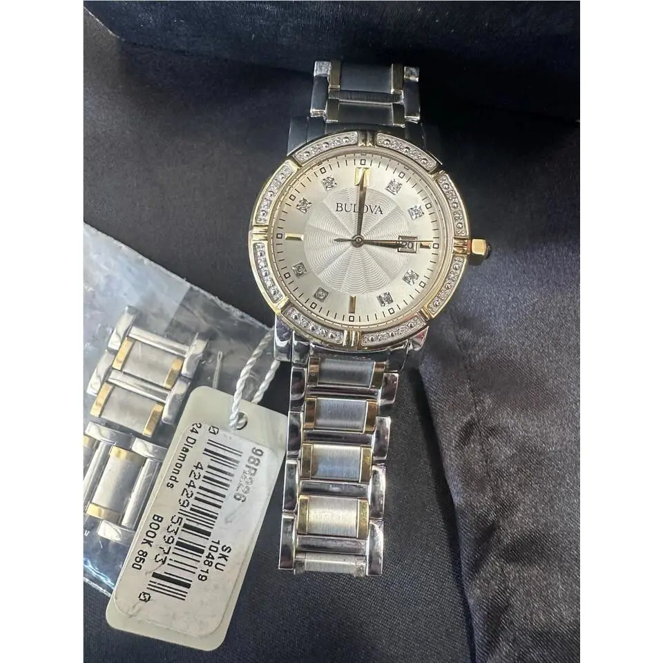 Bulova 98R260 Diamond Gold Silver Tone Stainless Steel Mop Dial Women`s Watch