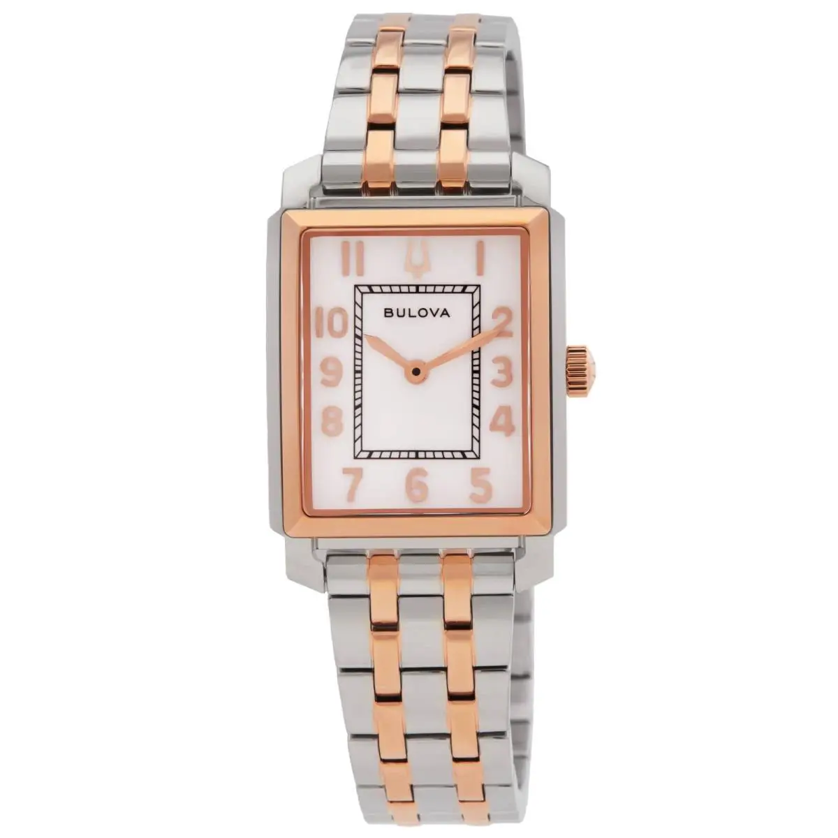 Bulova Sutton Quartz White Dial Ladies Watch 98L328 - Dial: White, Band: Two-tone (Silver-tone and Rose Gold-tone), Bezel: Silver-tone