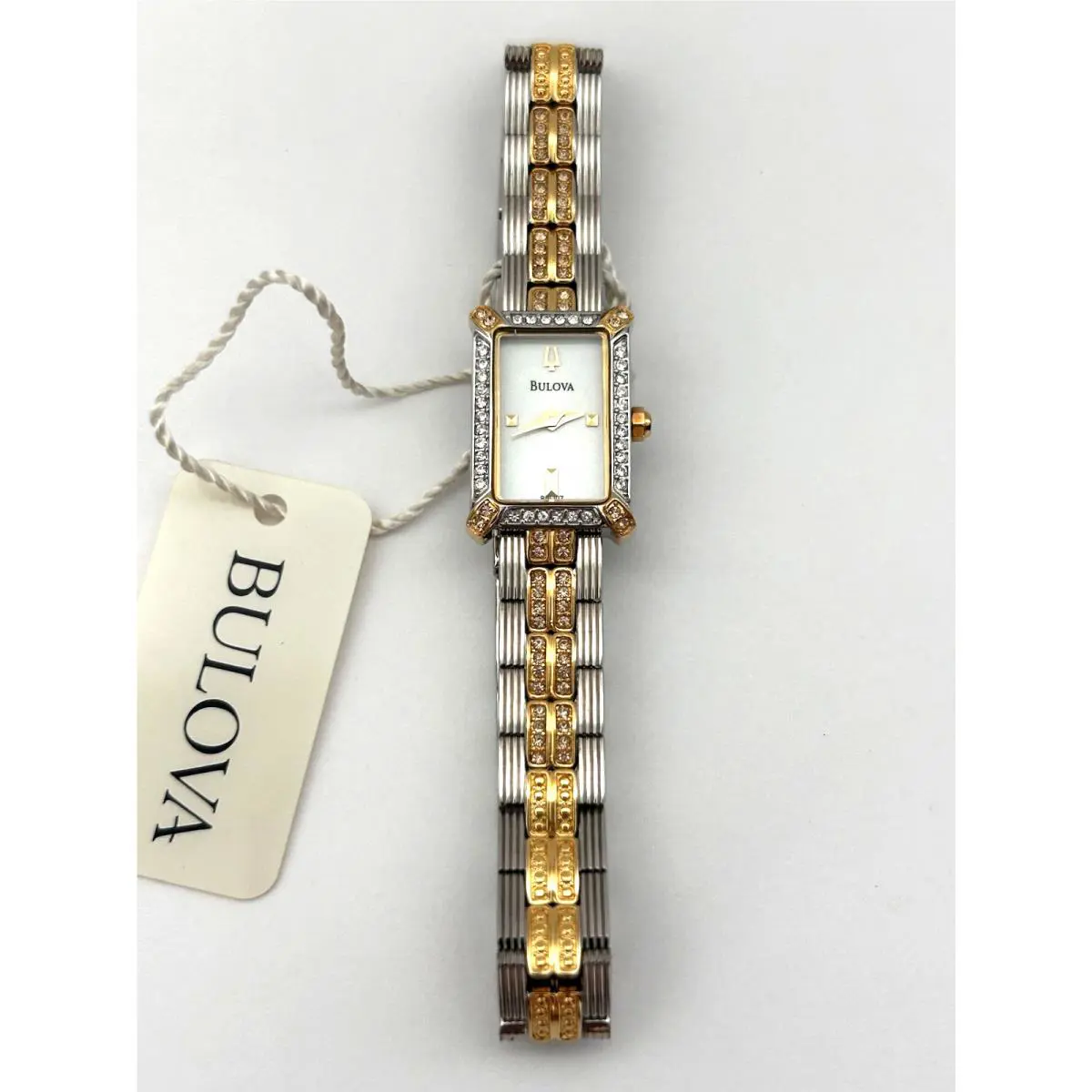 Bulova Crystals Women Watch Stainless Steel Two Tone Mother of Pearl Dial 98L107