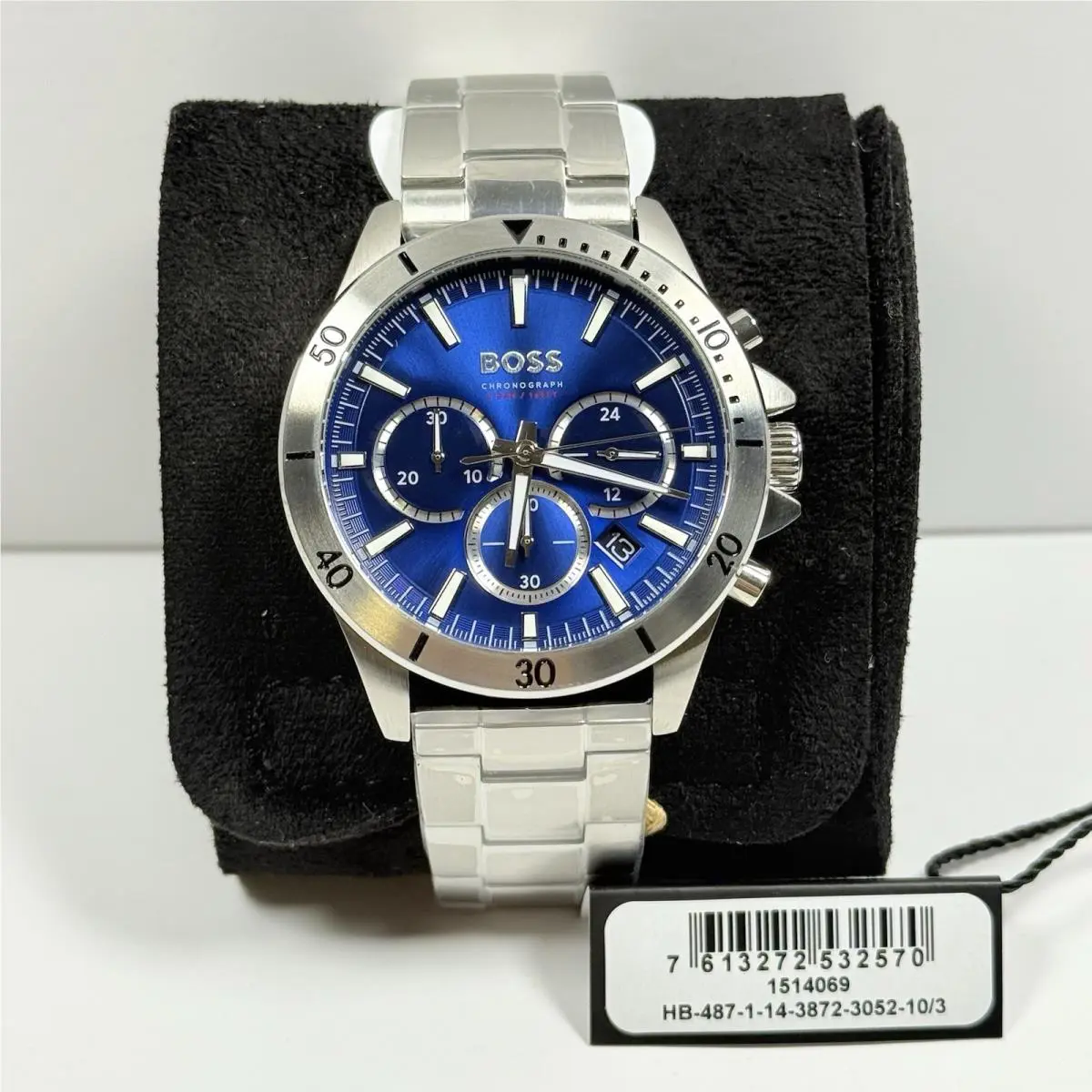 Hugo Boss Troper 1514069 Chronograph Blue Dial Silver Steel Bracelet Men’s Watch