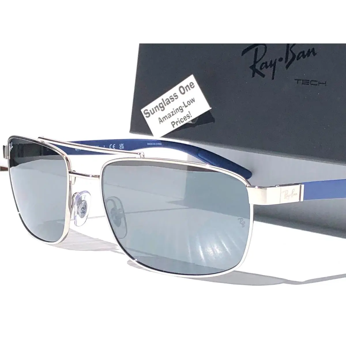 Ray Ban Silver Blue Frame Grey Silver Mirror Lens Sunglass RB 3737 003/6G