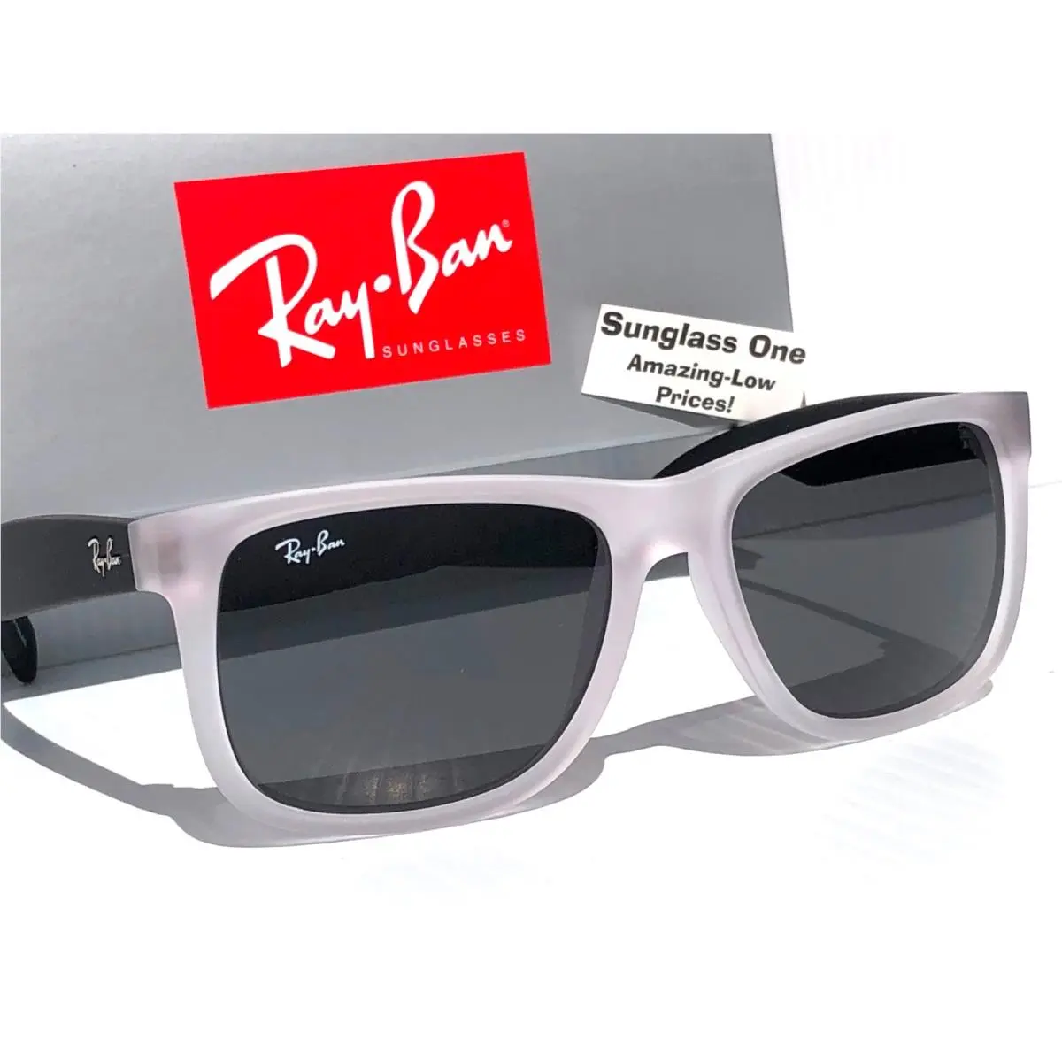Ray Ban Justin Rubber Transparent Frame Dark Grey Sunglass RB 4165 6512/87