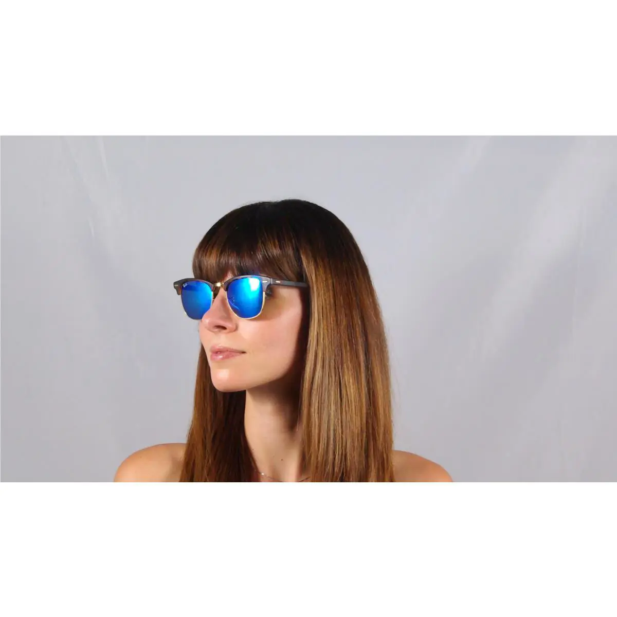 Clubmaster Sunglasses Ray Ban / Blue Mirrored Lens / Standard Size