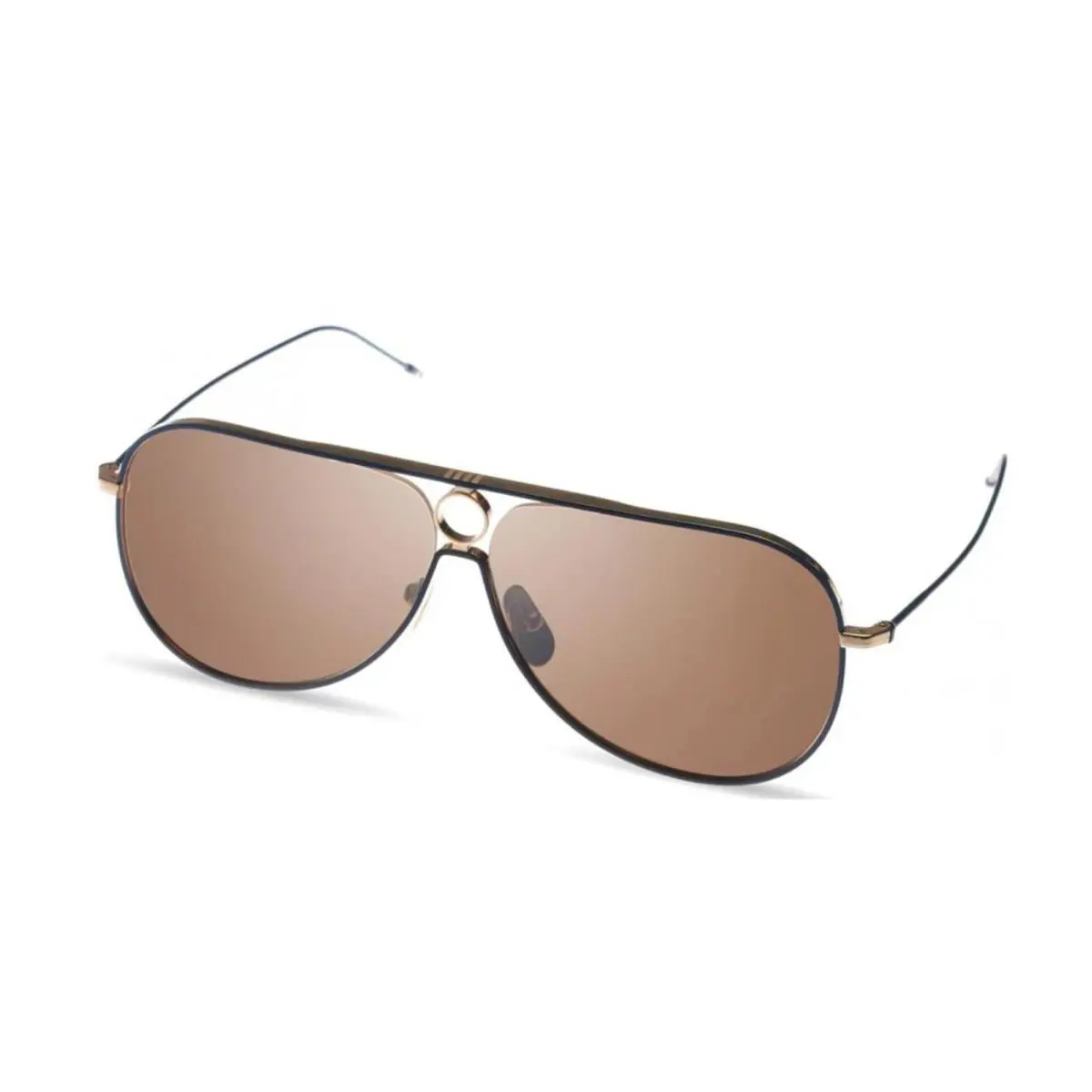 Thom Browne TBS115-A-03 Gld-nvy Aviator Black/brown Men`s Sunglasses Frame