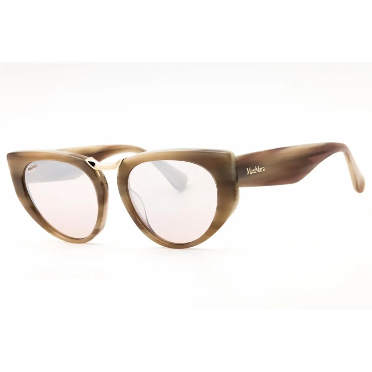 Max Mara MM0093 60G Beige Horn/brown Mirror 54-18-140 Sunglasses